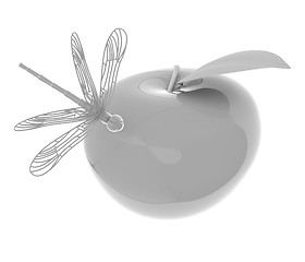 Image showing Dragonfly on apple