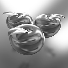 Image showing Gold apples on a gold background