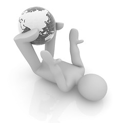 Image showing 3d man exercising position on Earth - fitness ball. My biggest G