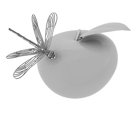 Image showing Dragonfly on apple