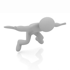 Image showing Flying 3d man on white background