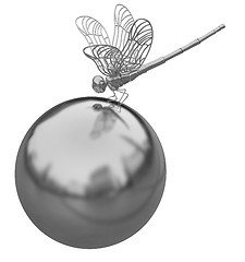 Image showing Dragonfly on abstract design sphere