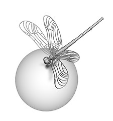 Image showing Dragonfly on abstract design sphere