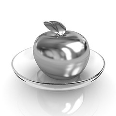 Image showing Gold apple on a plate