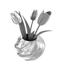 Image showing Tulips with leaf in vase