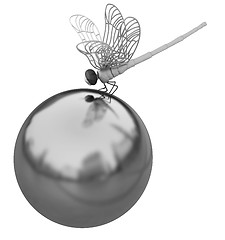 Image showing Dragonfly on abstract design sphere