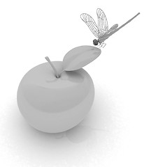 Image showing Dragonfly on apple