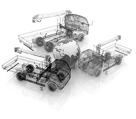 Image showing 3d model truck and Earth. Global concept