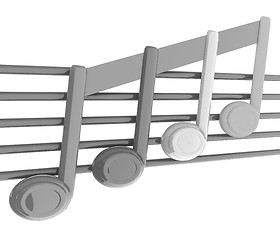 Image showing 3D music note on staves