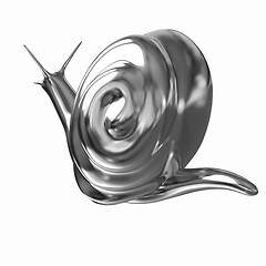 Image showing 3d fantasy animal, gold snail on white background 