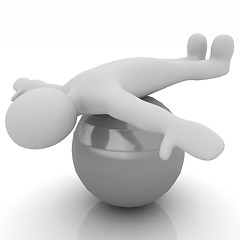 Image showing 3d man exercising position on fitness ball. My biggest pilates s