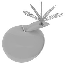 Image showing Dragonfly on apple