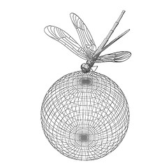 Image showing Dragonfly on abstract design sphere