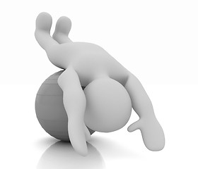 Image showing 3d man exercising position on fitness ball. My biggest pilates s