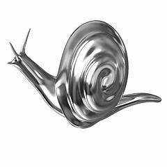 Image showing 3d fantasy animal, gold snail on white background 