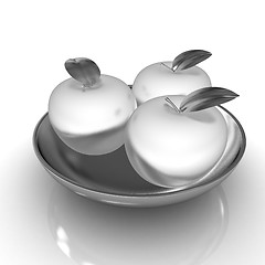 Image showing Metall apples on a plate