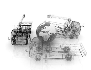 Image showing 3d model truck and Earth. Global concept