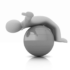 Image showing 3d man exercising position on fitness ball. My biggest pilates s