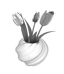 Image showing Tulips with leaf in vase