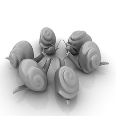 Image showing 3d fantasy animals, snails on white background 