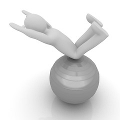 Image showing 3d man exercising position on fitness ball. My biggest pilates s