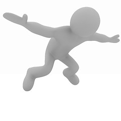 Image showing Flying 3d man on white background