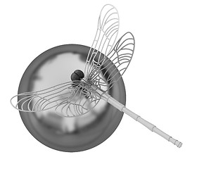 Image showing Dragonfly on abstract design sphere