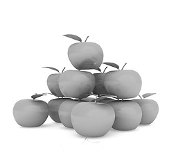 Image showing Piramid of apples on a white