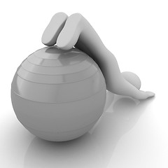 Image showing 3d man exercising position on fitness ball. My biggest pilates s