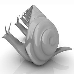 Image showing 3d fantasy animals, snails on white background 