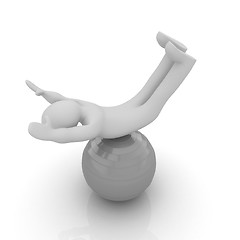 Image showing 3d man exercising position on fitness ball. My biggest pilates s