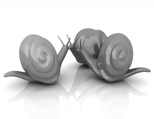 Image showing 3d fantasy animals, snails on white background 