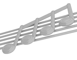 Image showing 3D music note on staves