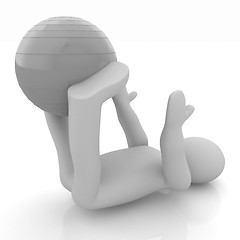 Image showing 3d man exercising position on fitness ball. My biggest pilates s