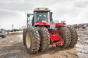 Image showing Test-drive of tractor on special dirt range