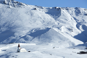 Image showing Church of Vik in wintertime, Iceland