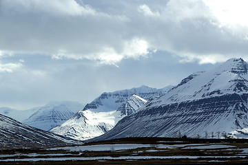 Image showing Snowy volcano mountain landscape in Iceland