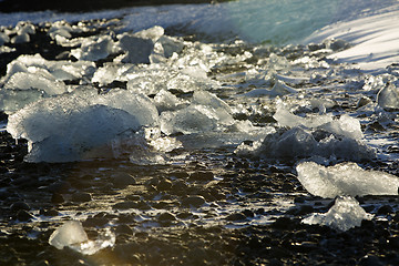 Image showing Ice blocks at glacier lagoon Jokulsarlon, Iceland in evening lig