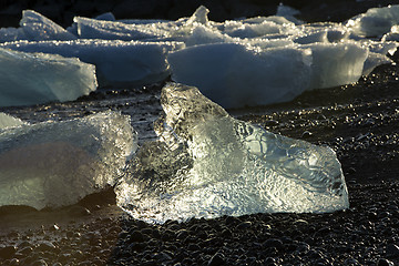 Image showing Ice blocks at glacier lagoon Jokulsarlon, Iceland in evening lig