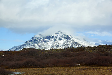 Image showing Snowy volcanic landscape on the Snaefellsnes peninsula