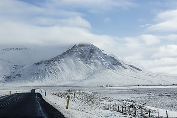 Image showing Snowy road in wintertime