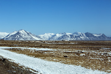 Image showing Snowy mountain landscape, East Iceland