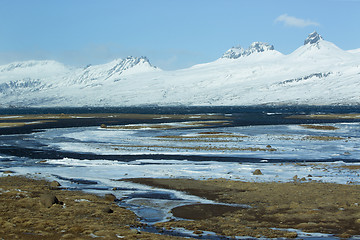 Image showing Snow-covered volcanic mountain landscape