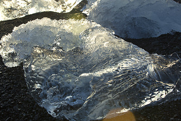 Image showing Ice blocks at glacier lagoon Jokulsarlon, Iceland in evening lig