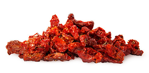 Image showing Pile of ripe red dried tomatoes