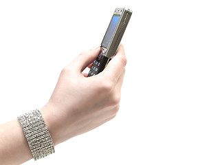 Image showing phone in woman hand hand