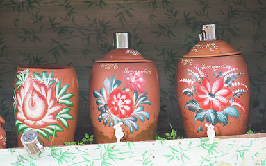 Image showing Public water containers in Myanmar