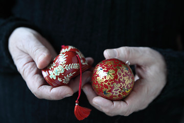 Image showing old painted Christmas ornaments