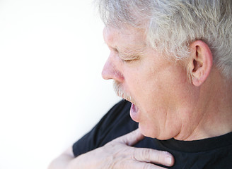 Image showing senior man gasping for breath