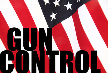 Image showing American flag with gun control words